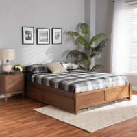 Baxton Studio MG0068-Walnut-4DW-Full-Frame Yara Modern and Contemporary Walnut Brown Finished Wood Full Size 4-Drawer Platform Storage Bed Framel